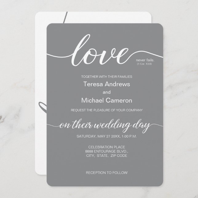 Love typography Elegant wedding script Invitation (Front/Back)