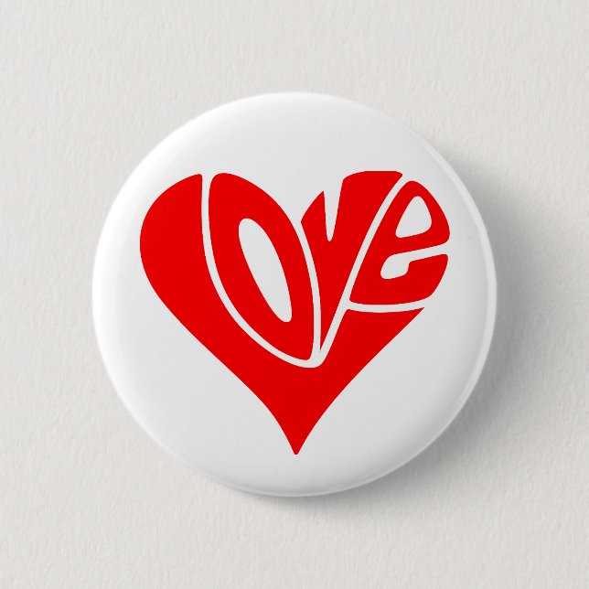 Love Typography in Heart Shape 6 Cm Round Badge (Front)