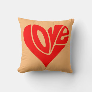 Love Typography in Heart Shape Cushion