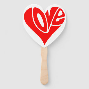 Love Typography in Heart Shape Hand Fan