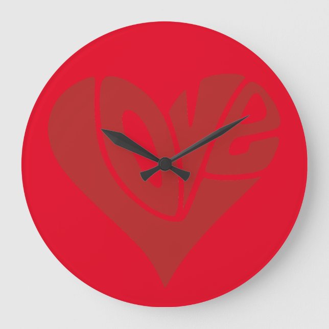 Love Typography in Heart Shape Large Clock (Front)