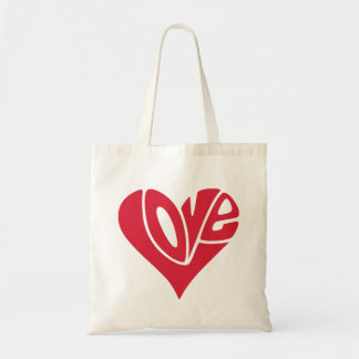 Love Typography in Heart Shape Tote Bag