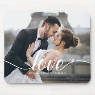 Love" Typography Overlay Custom Photo Mouse Pad