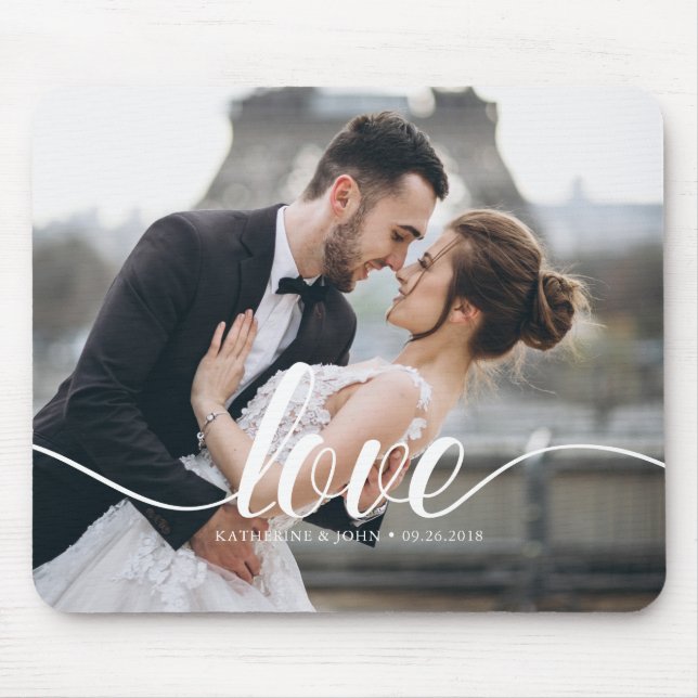 Love" Typography Overlay Custom Photo Mouse Pad (Front)