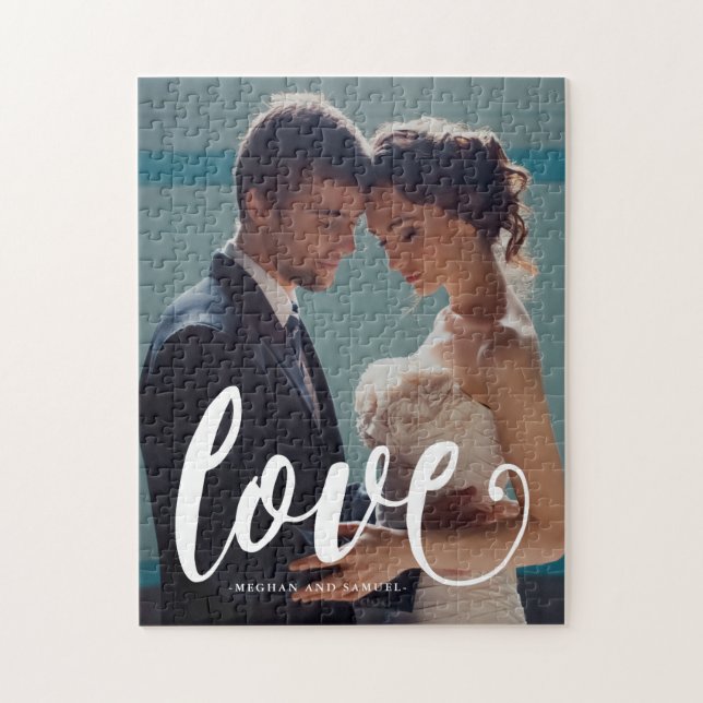 Love Typography Photo and Names Jigsaw Puzzle (Vertical)