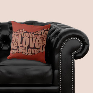 Love Typography Red And Black Torn Pattern  Cushion