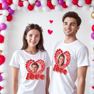 Love typography red hearts photo T-Shirt