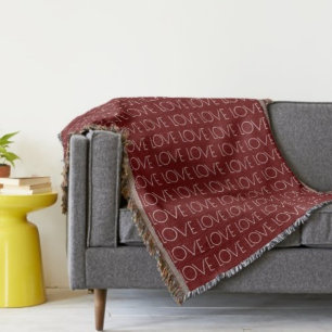 Love Typography Red Valentine's Day Throw Blanket