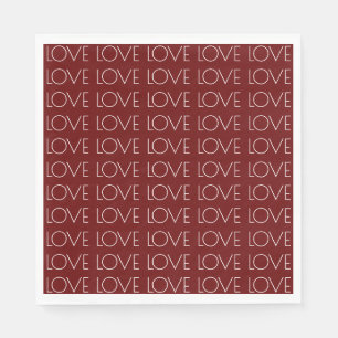 Love Typography Red Valentine's Paper Napkin