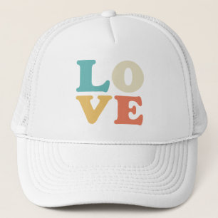 Love Typography Retro Color Square Trucker Hat
