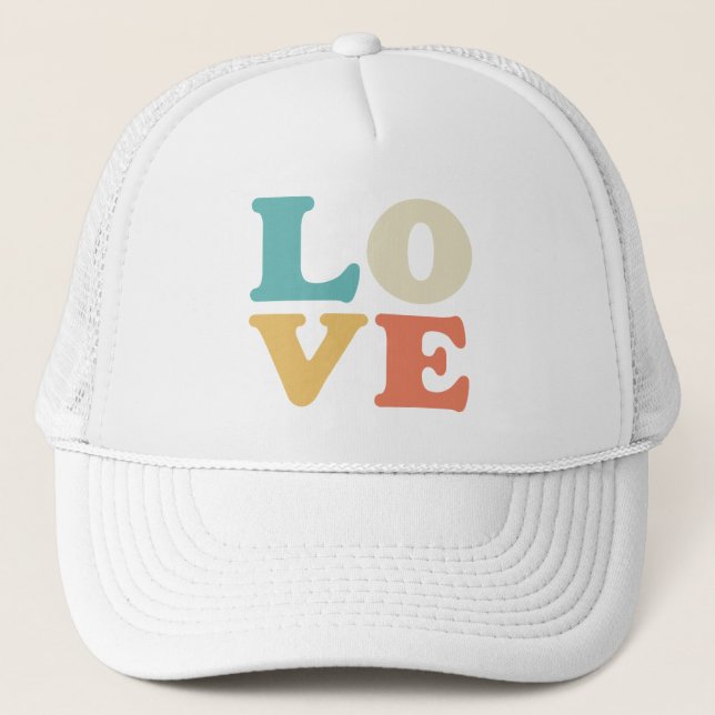 Love Typography Retro Colour Square Trucker Hat (Front)
