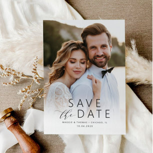 love typography save the date wedding postcard