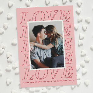 Love Typography Valentine's Day Card - Pink
