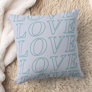 Love Typography Valentine's Day Pillow - Blue