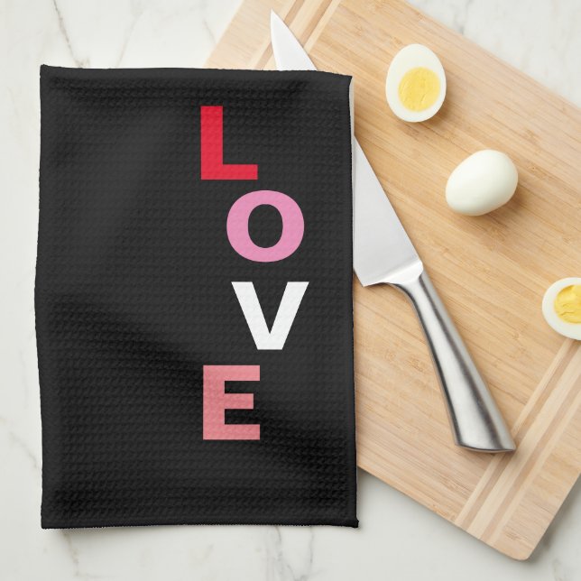 Love Typography Valentines Day  Tea Towel (Quarter Fold)