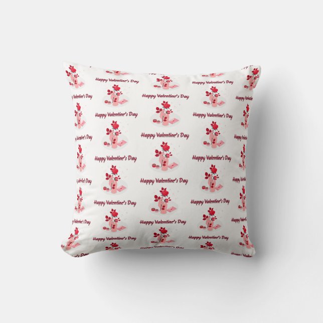 Love Typography with Hand and Rose  Cushion (Front)