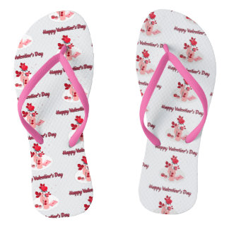 Love Typography with Hand and Rose  Thongs
