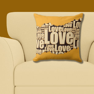 Love Typography Yellow Shades Pattern  Cushion