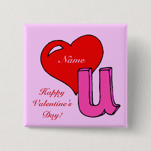 LOVE U 15 CM SQUARE BADGE