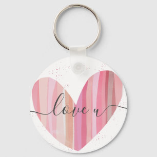 love U Cute Pink Textured Heart Key Ring