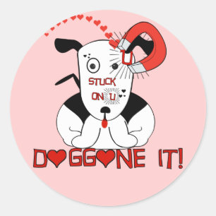 Love U Doggone it! Petey Classic Round Sticker