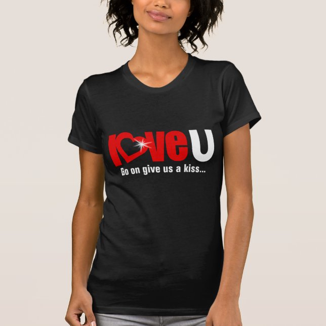 "love U" give us a kiss white red girl's t-shirt (Front)