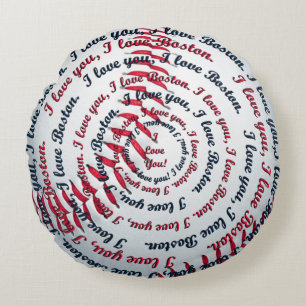 Love u Love Boston 02-Round Baseball Pillow