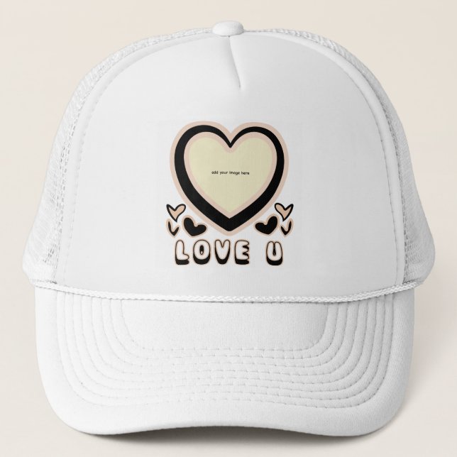 LOVE U Teddy Bear T-Shirt Trucker Hat (Front)