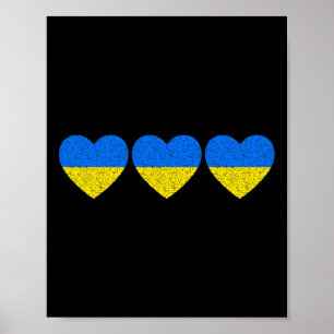 Love Ukraine Blue Yellow Hearts Ukrainian Flag Tee Poster