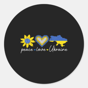 Love Ukraine Peace Sunflower Heart Unity Awareness Classic Round Sticker
