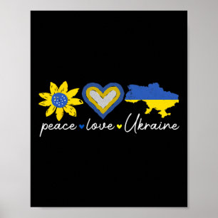 Love Ukraine Peace Sunflower Heart Unity Awareness Poster