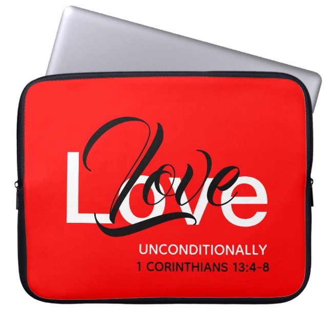 LOVE UNCONDITIONALLY Agape Christian Laptop Sleeve (Front)
