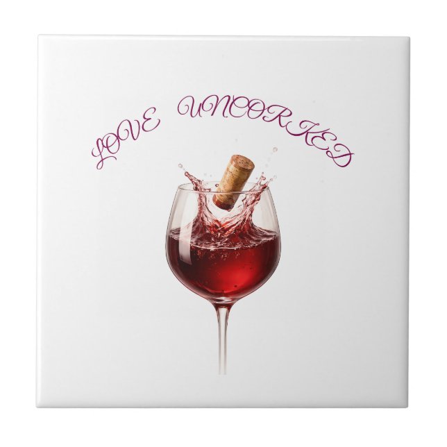 Love Uncorked Elegant Wine Splash Paper Napkins Ceramic Tile (Front)