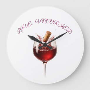Love Uncorked Elegant Wine Splash Wedding Gift Large Clock