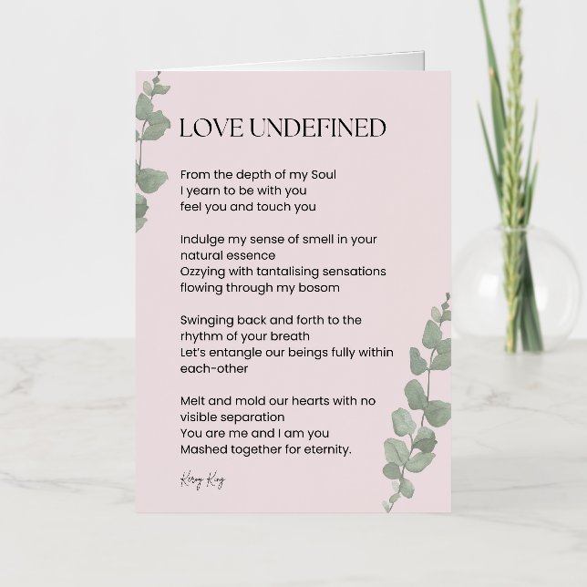 Love Undefined Poem Poetry  Foil Greeting Card (Front)