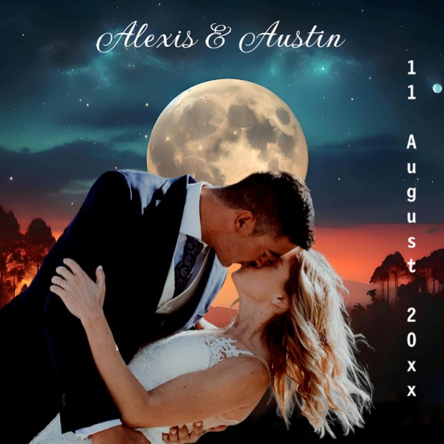 Love Under a Full Moon Wedding Backdrop Tapestry (Creator Uploaded)