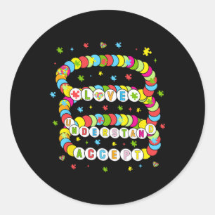Love Understand Accept Autism Awareness  Classic Round Sticker