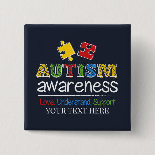 Love Understand Support Autism Awareness 15 Cm Square Badge