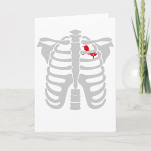 Love Unicorn In Heart Skeletons Halloween Funny Card