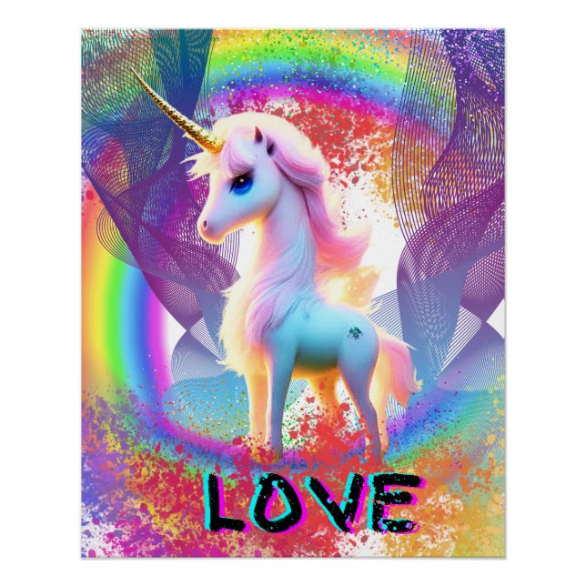 Love Unicorn Rainbow          Poster (Front)