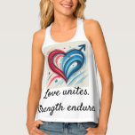 Love Unites, Strength Endures – Artistic Romantic  Singlet<br><div class="desc">Express the power of love and resilience with this beautifully designed tank top. Featuring a bold heart graphic in red and blue tones, paired with the inspiring quote "Love unites. Strength endures." Perfect for romantic souls, couples, and anyone who believes in the enduring power of connection and unity. Great for...</div>