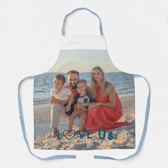 "LOVE US" Family Photo PERSONALIZE Apron (Front)