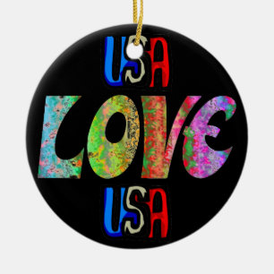 Love USA Ceramic Ornament