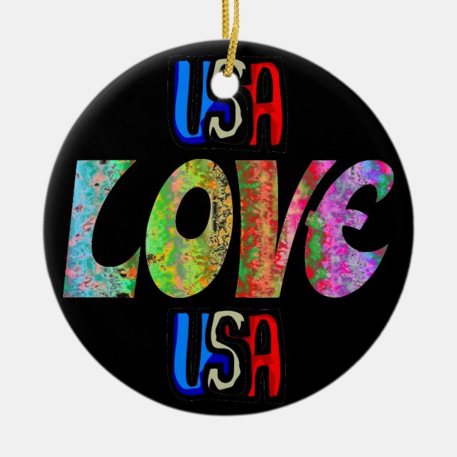 Love USA Ceramic Ornament (Front)