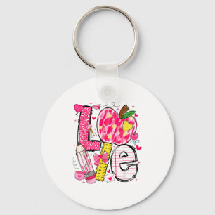 Love Valentine Apple Pencil Teacher Boys Girls Tea Key Ring