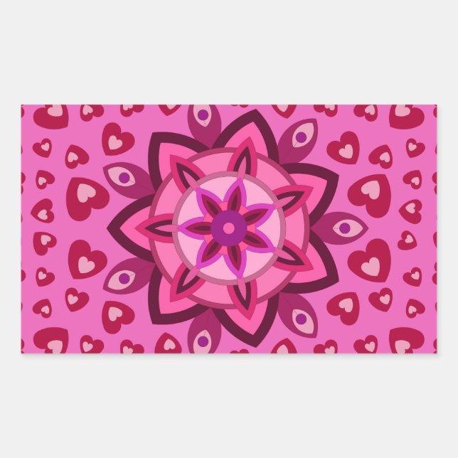 LOVE VALENTINE, BIRTHDAY PARTY GIFT WITH HEARTS SQ RECTANGULAR STICKER (Front)