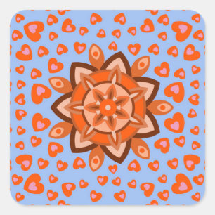 LOVE VALENTINE, BIRTHDAY PARTY GIFT WITH HEARTS SQ SQUARE STICKER