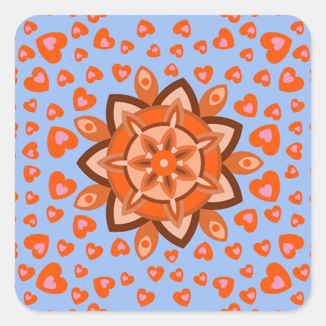 LOVE VALENTINE, BIRTHDAY PARTY GIFT WITH HEARTS SQ SQUARE STICKER (Front)