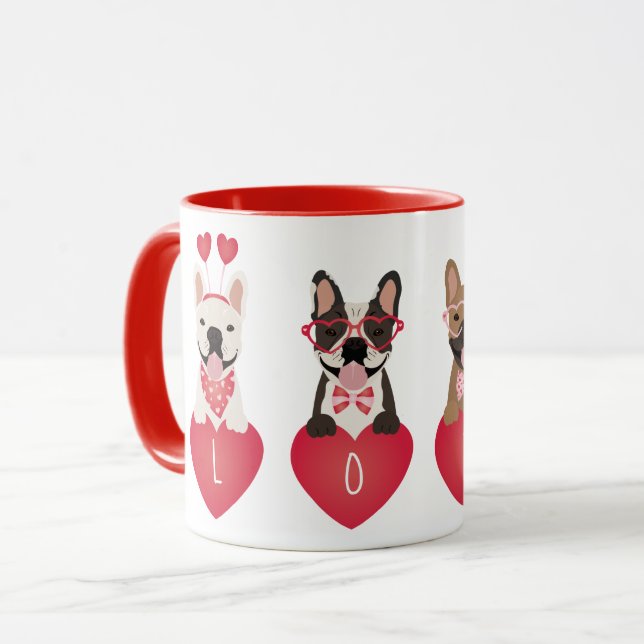 Love Valentine French Bulldogs Mug (Front Left)