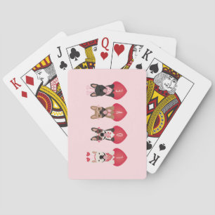 Love Valentine French Bulldogs Playing Cards